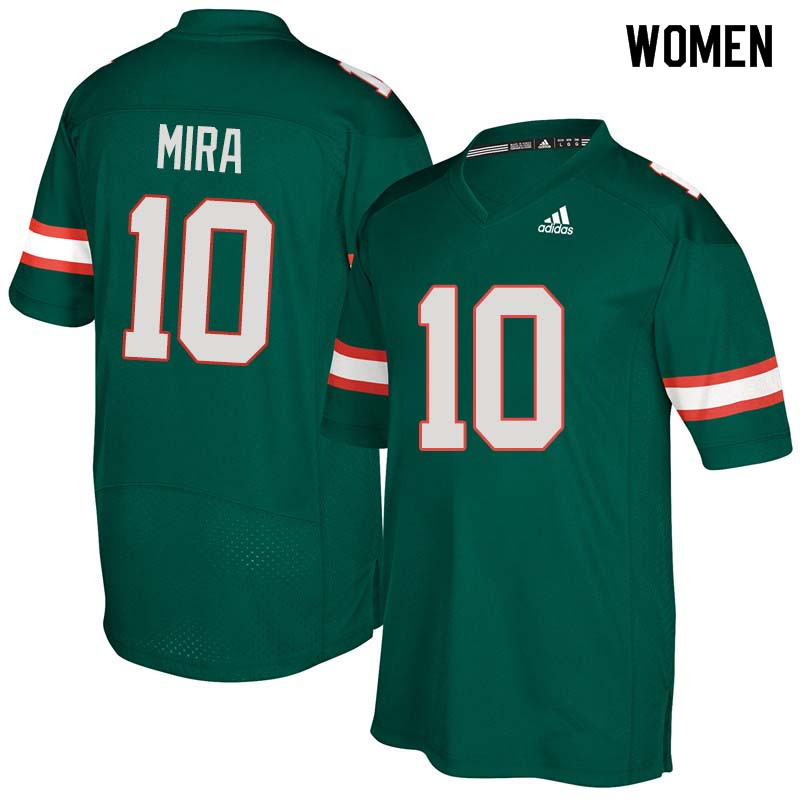 Women Miami Hurricanes #10 George Mira College Football Jerseys Sale-Green